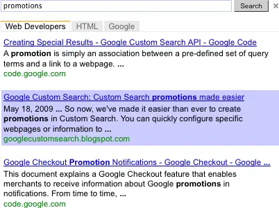 Google Custom Search Individual Results Customized